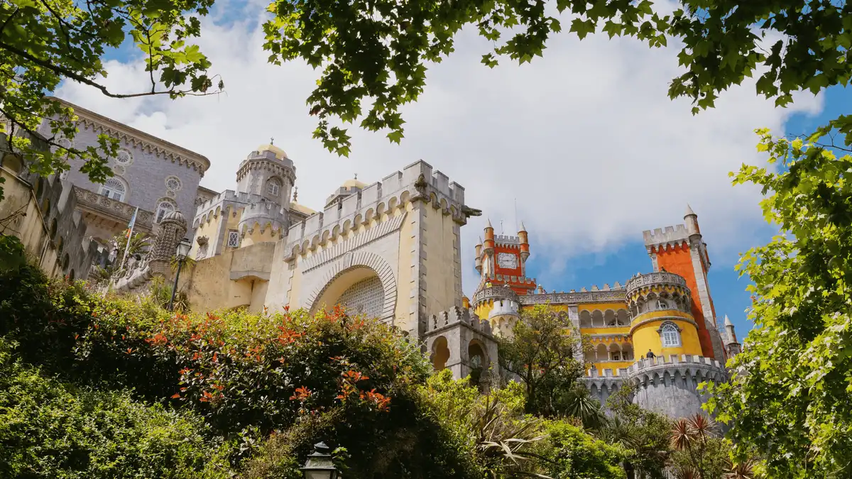Fountains and gardens of Quinta da Regaleira on a Sintra day trip from Lisbon with Pena Palace