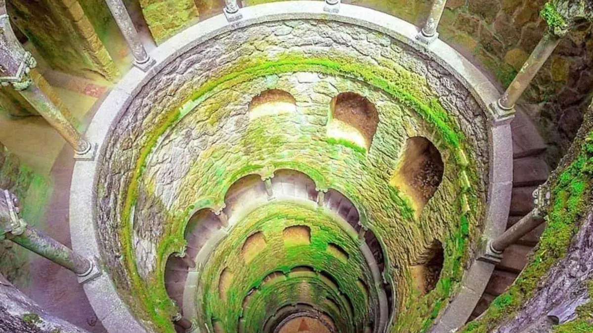 The spiral stone staircase of the Initiation Well at Quinta da Regaleira, Sintra Regaleira skip-the-line ticket